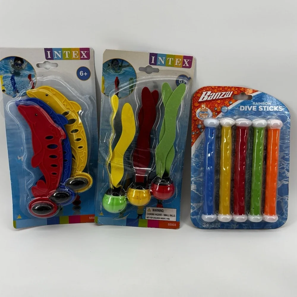 Lot Of 4 Intex & Banza Underwater Play‎ Sticks Dolphins Dive Toys Swimming Pool